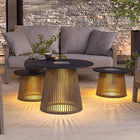Metal Outdoor Table with Solar Lights - view 1