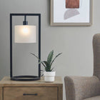 Modern Industrial Black Open Frame Table Lamp, White - view 2