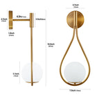 Modern Golden Wall Sconces -Set of 2 Mid-Century Opal Globe Lights - view 5