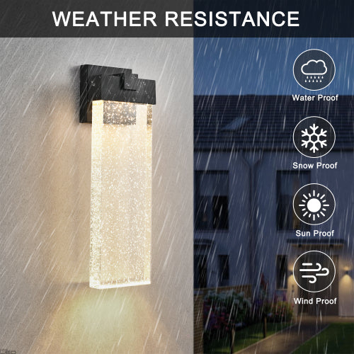 18" Modern Outdoor LED Wall Sconce -Elegant Bubble Crystal Lighting