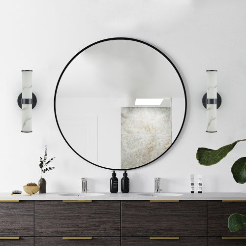 Modern Marble-Effect Wall Sconces -Set of 2