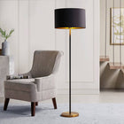 Black and Gold Round Base Slender Floor Lamp - view 2
