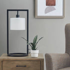 Modern Industrial Black Open Frame Table Lamp, White - view 1