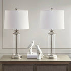 [Set of 2] Clear Glass Base Table Lamp, Silver - view 1