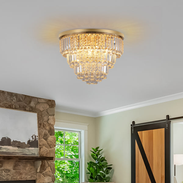 Gold Crystal Chandelier -Contemporary Luxury Ceiling Light Fixture