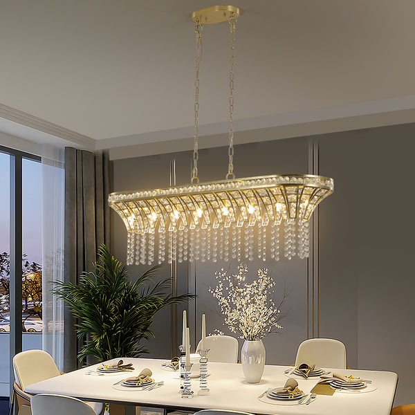 Modern Oval Crystal Chandelier -Luxury Champagne Gold Ceiling Fixture