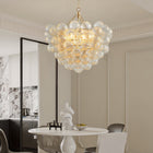 Gold Pendant Light Chandelier with Threaded Clear Glass Globe Shade - view 1