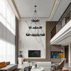 27 Light Metal Ring Chandelier Black (No Bulbs) - view 6
