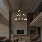 27 Light Metal Ring Chandelier Black (No Bulbs) - view 2