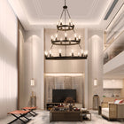 27 Light Metal Ring Chandelier Black (No Bulbs) - view 1