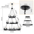 27 Light Metal Ring Chandelier Black (No Bulbs) - view 7