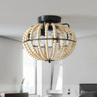 Beaded Fan lamp Wood Beaded Chandelier Oak White - view 4