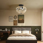 Beaded Fan lamp Wood Beaded Chandelier Oak White - view 1