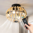 Beaded Fan lamp Wood Beaded Chandelier Oak White - view 5