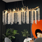 39.4-inch Modern Golden Pendant Light with Cascading Crystal Strands - view 2
