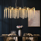 39.4-inch Modern Golden Pendant Light with Cascading Crystal Strands - view 3