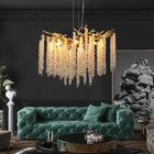 23.6-inch Modern Golden Pendant Light with Cascading Crystal Strands - view 3