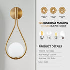 Modern Golden Wall Sconces -Set of 2 Mid-Century Opal Globe Lights - view 6