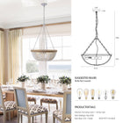 Bohemian style Wood Beaded Chandelier Oak White - view 5