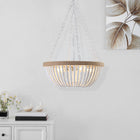 Bohemian style Wood Beaded Chandelier Oak White - view 3