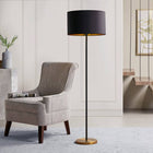 Black and Gold Round Base Slender Floor Lamp - view 1