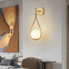 Modern Golden Wall Sconces -Set of 2 Mid-Century Opal Globe Lights - view 3