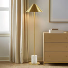 Cylindrical Faux Marble Base Gold Accent Floor Lamp - view 1