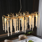 39.4-inch Modern Golden Pendant Light with Cascading Crystal Strands - view 6