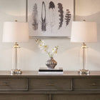 [Set of 2] Clear Glass Base Table Lamp, Silver - view 3