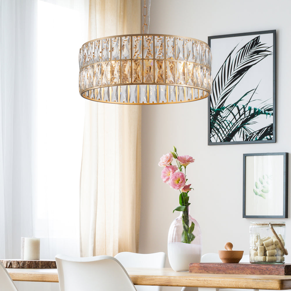 Modern Crystal Drum Chandelier – Timeless Elegance & Radiant Glow
