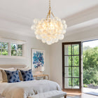 Gold Pendant Light Chandelier with Threaded Clear Glass Globe Shade - view 6