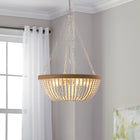 Bohemian style Wood Beaded Chandelier Oak White - view 7
