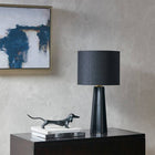 Matte Black Ceramic Ribbed Table Lamp - view 1