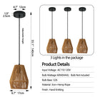 Set of 3 Rustic Hemp Rope Pendant Lights -Handcrafted Farmhouse Charm - view 5