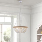 Bohemian style Wood Beaded Chandelier Oak White - view 2