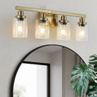 Golden  Vanity Light with Clear Glass Shades (No Bulbs) - view 3