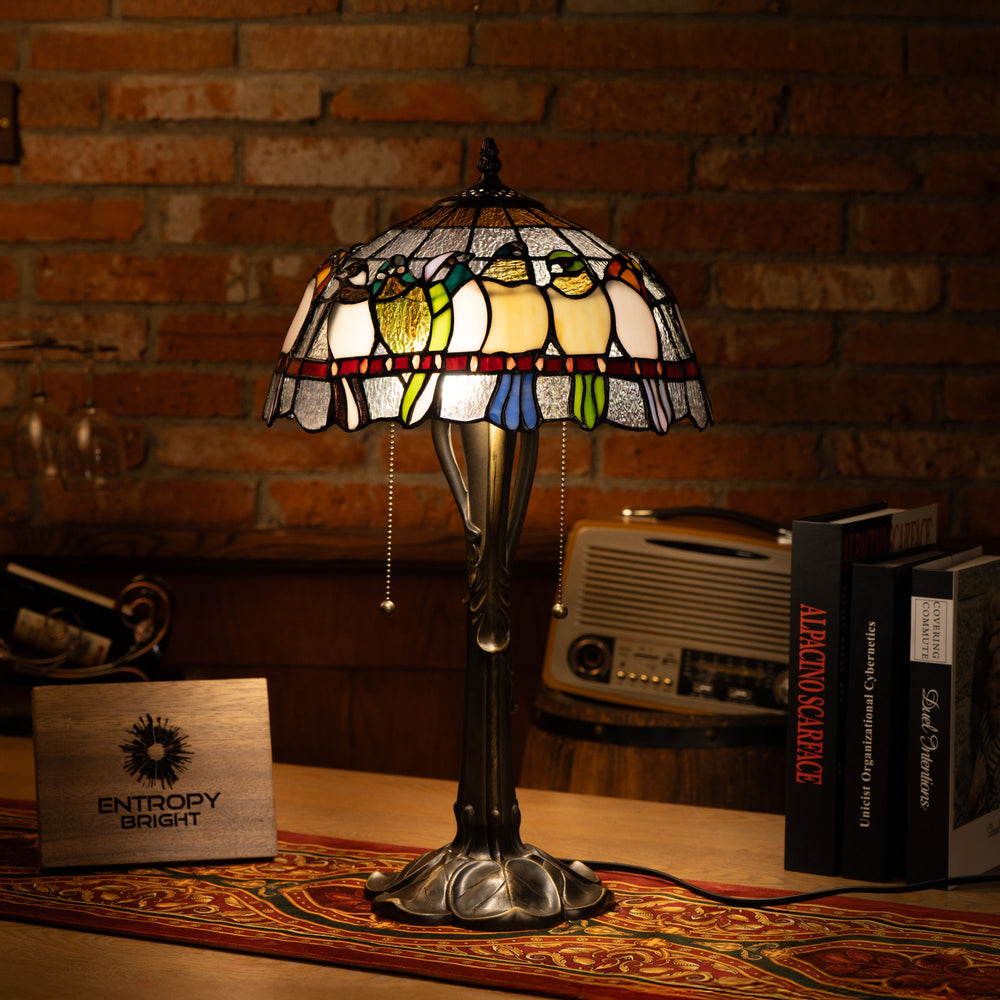 Radiant Ember Bloom Tiffany Table Lamp
