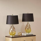 [Set of 2] Gold Glass Base Black Table Lamp - view 1