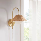Rattan Weave Gold Plug-in Wall Scone Light - view 1