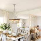 Bohemian style Wood Beaded Chandelier Oak White - view 8