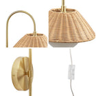 Rattan Weave Gold Plug-in Wall Scone Light - view 4