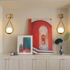 Modern Golden Wall Sconces -Set of 2 Mid-Century Opal Globe Lights - view 2