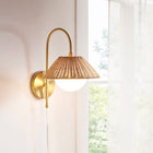 Rattan Weave Gold Plug-in Wall Scone Light - view 2