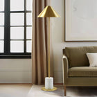 Cylindrical Faux Marble Base Gold Accent Floor Lamp - view 2