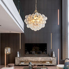 Gold Pendant Light Chandelier with Threaded Clear Glass Globe Shade - view 4