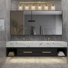 Golden  Vanity Light with Clear Glass Shades (No Bulbs) - view 8