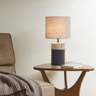 Mid-Century Wood Grain Table Lamp, Matte Black - view 1