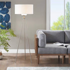 Silver Base Tripod White Shade Floor Lamp - view 1