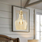 Bell Shaped Glass Pendant, Gold/Amber - view 5