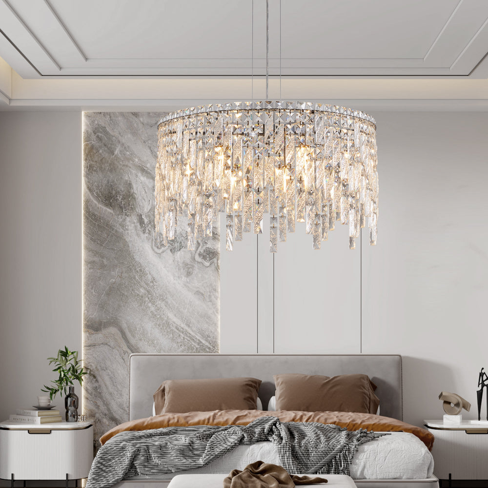 Luxurious Silver Crystal Chandelier -Timeless Elegance & Modern Glamour